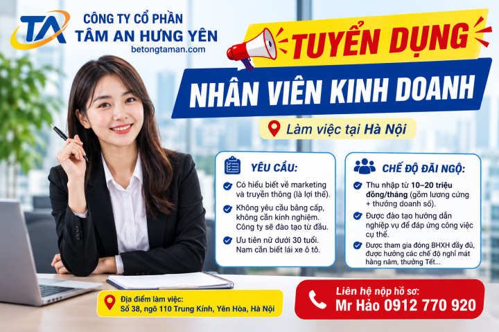 T8.2026 - Cần tuyển 05 Nhân viên Kinh doanh làm việc tại Hà Nội